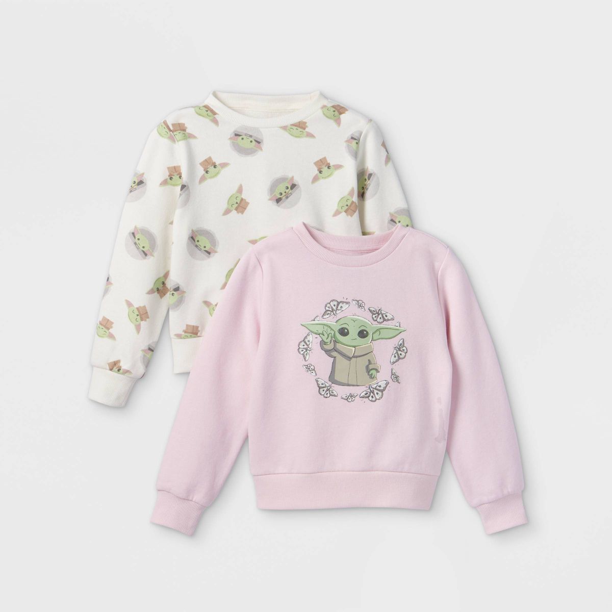 Toddler Girls' 2pk Baby Yoda Sweatshirt - Blush/White | Target