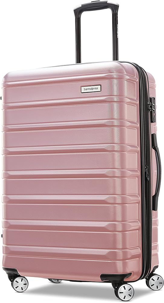 Samsonite Omni 2 Hardside Expandable Luggage with Spinner Wheels, Checked-Medium 24-Inch, Rose Gold | Amazon (US)