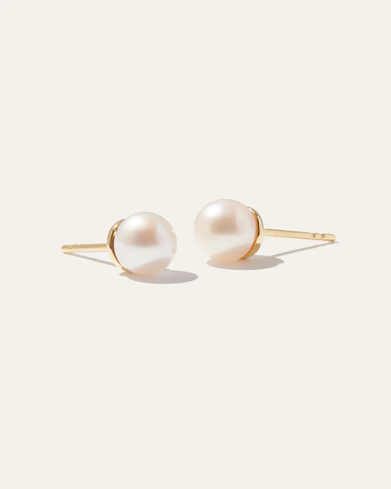 14K 6mm Freshwater Cultured Pearl Studs | Quince
