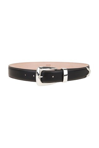 KHAITE Benny 30mm Belt in Dark Brown & Off White - Brown. Size 80 (also in 70, 75, 85, 90). | FWRD 
