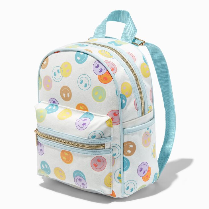 Rainbow Happy Face Print Mini Backpack | Claire's (US)