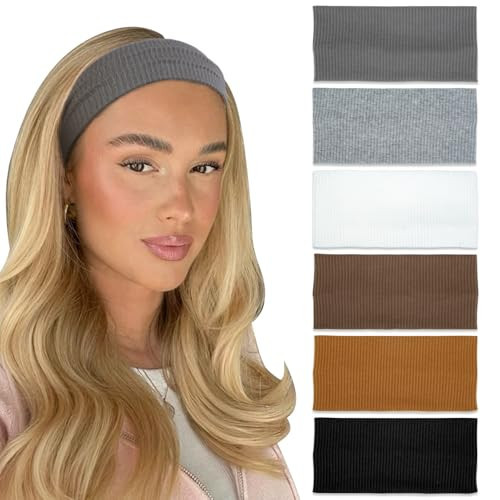 AIBFRID Headbands for Women Non Slip 6Pcs Thick Headbands Fashion Wide Headband Elastic Hairbands for Women's Hair Soft Head Band Workout Yoga Hair Accessories | Amazon (US)
