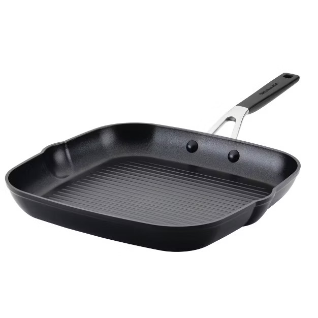 KitchenAid 11.25" Hard Anodized Nonstick Square Grill Pan Black | Target
