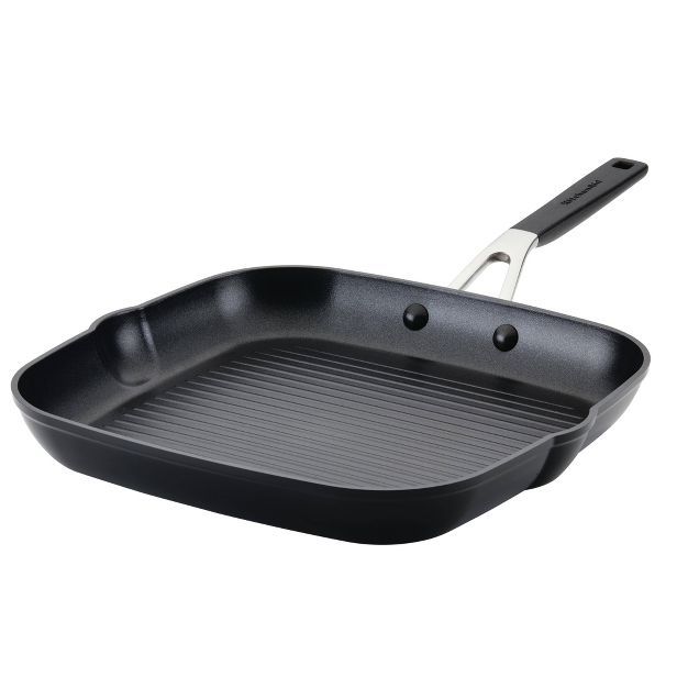 KitchenAid 11.25&#34; Hard Anodized Nonstick Square Grill Pan Black | Target