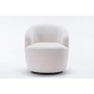 White Teddy Fabric Swivel Accent Barrel Chair SW-TYZ-WH-03 - The Home Depot | The Home Depot
