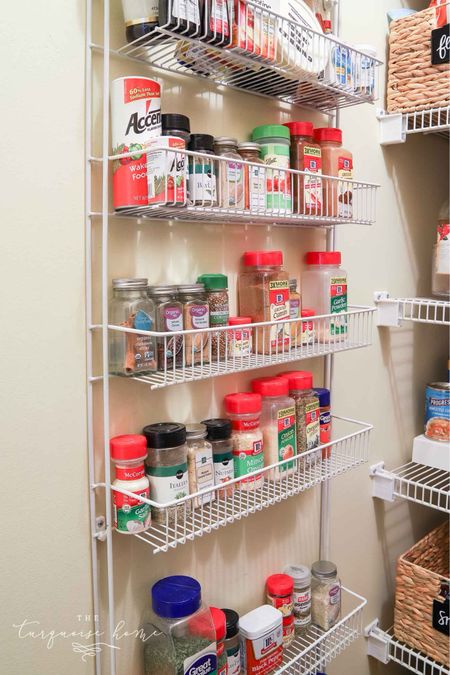 A pantry wall or inside a pantry door is my favorite place to keep spices. I arrange them in alphabetical order so they are easy to find.

#LTKhome