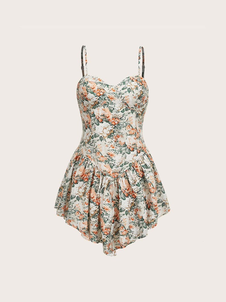 SHEIN MOD Floral Print Ruffle Hem Cami Dress | SHEIN