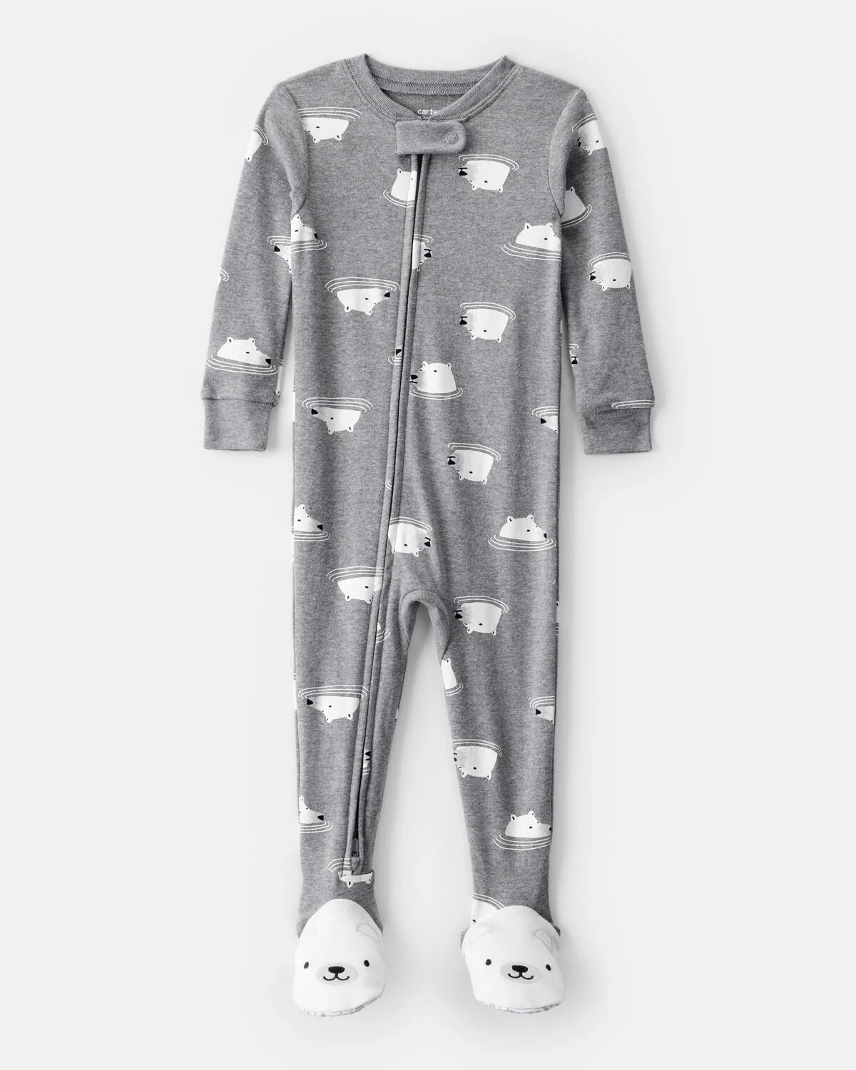 Baby Boy Polar Bear Cotton Snug Fit 2-Way Zip Footie 1-Piece Pajamas - Grey | Carter's | Carter's Inc