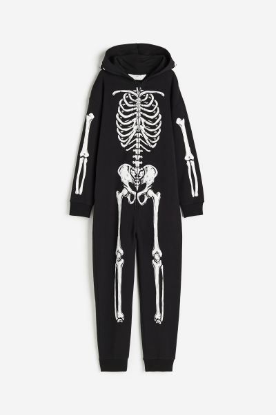 Hooded Sweatshirt Jumpsuit - Black/skeleton - Kids | H&M US | H&M (US + CA)