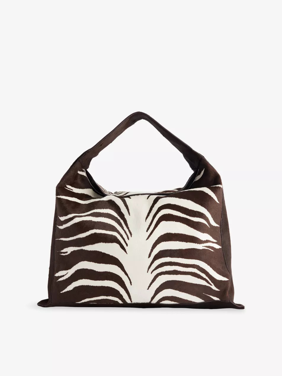 Large Hop Zebra Leather Shoulder Bag | Selfridges