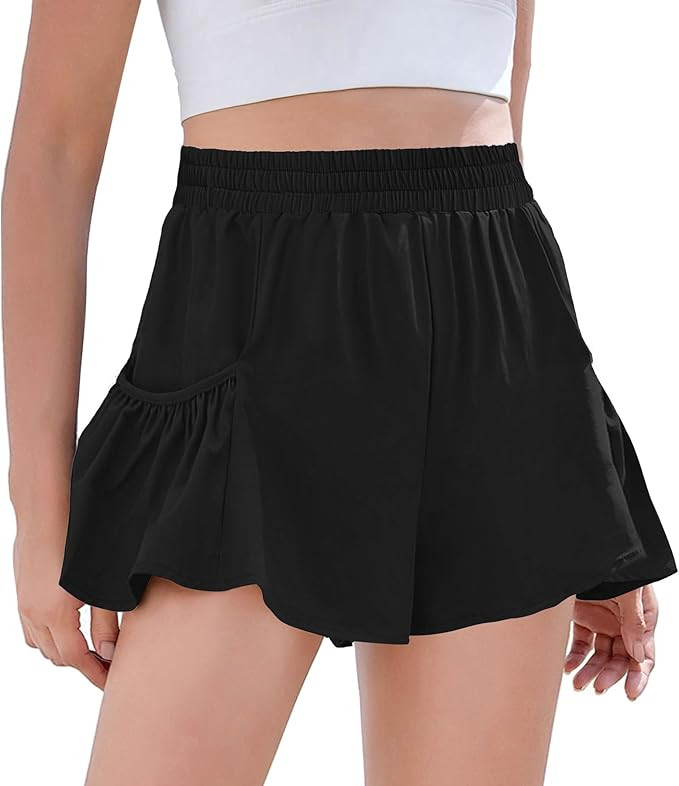 Zaclotre Girls Ruffle Athletic Shorts with Pockets High Waisted Kids Sport Shorts for Soccer Bask... | Amazon (US)