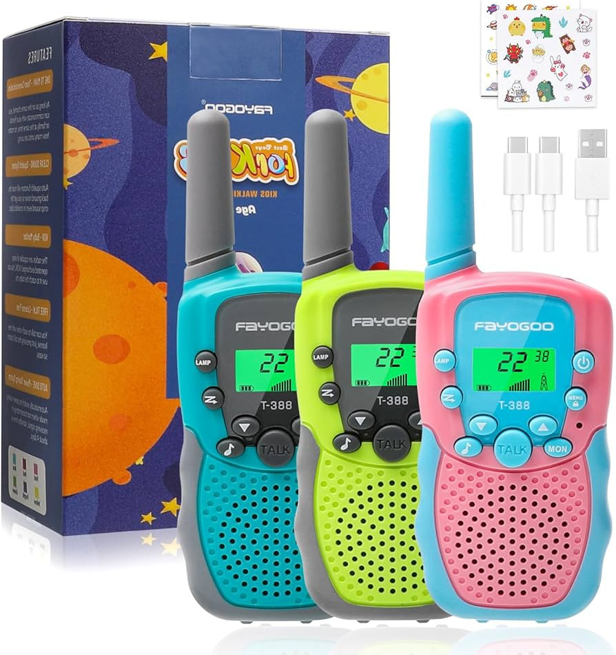 FAYOGOO 3 Pack Walkie Talkies for Kids Long Range 2 Miles,Rechargeable Kids Walkie Talkies with F... | Amazon (US)