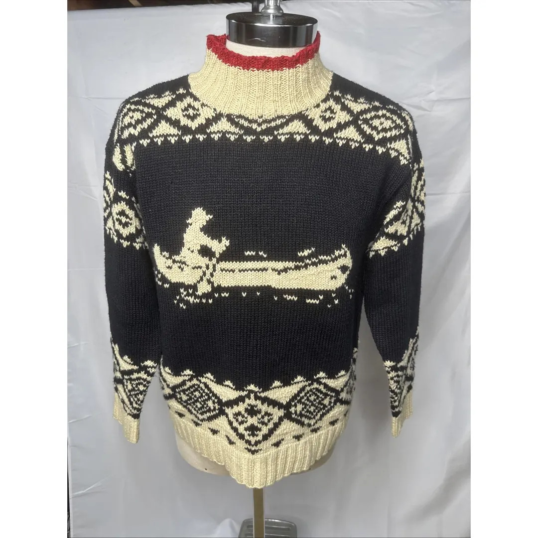 Lauren Ralph Lauren Hand Knit Canoe Sweater S Blue Cream Mock Neck Fair Isle - Etsy | Etsy (US)
