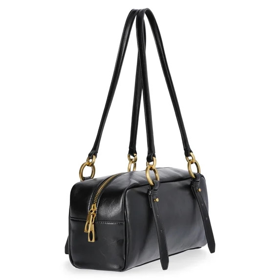 Scoop Women's Faux Leather Top Handle Shoulder Bag, Black | Walmart (US)