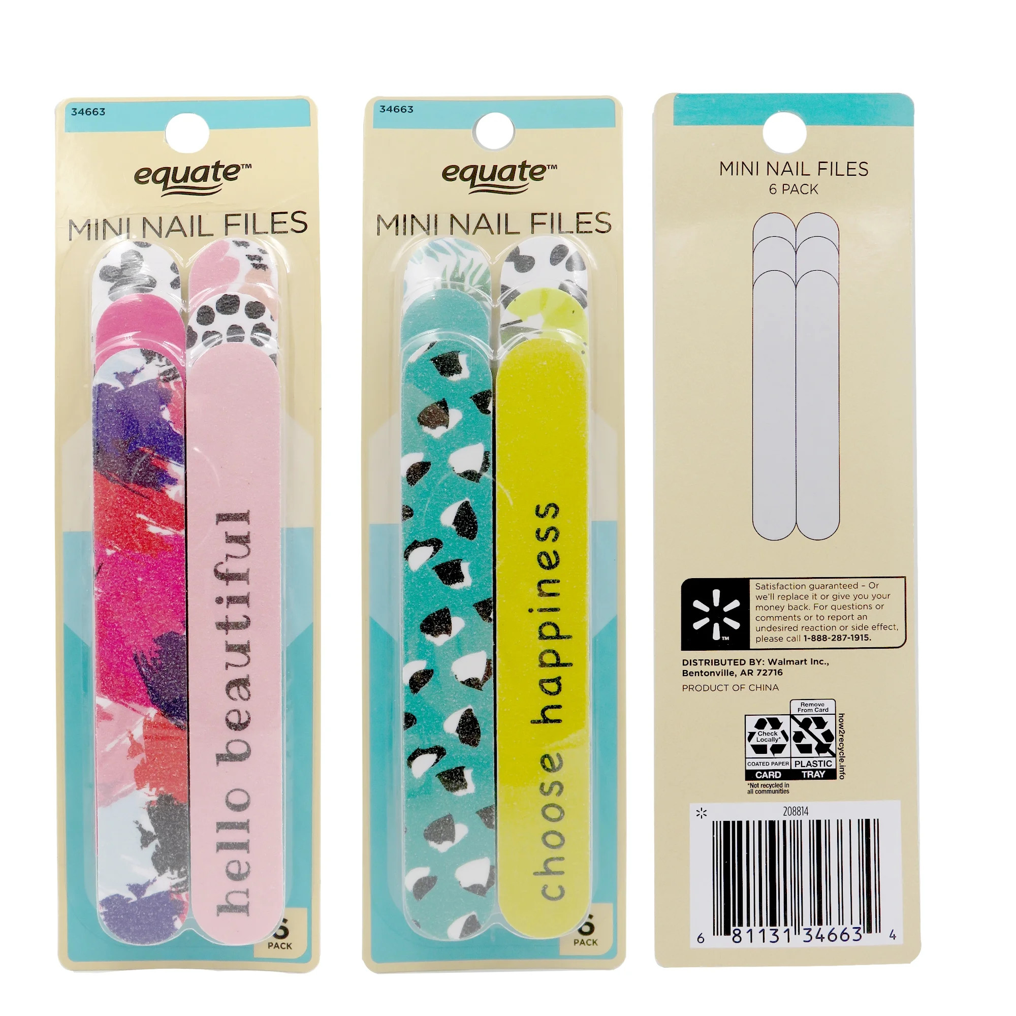 Equate Mini Nail Files, Assorted, 6 Pack | Walmart (US)
