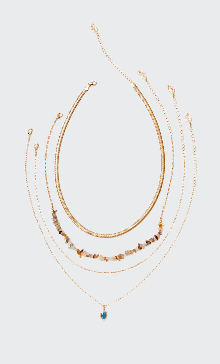 Lot 4 colliers pierres naturelles - Bijoux fantaisie femme | Stradivarius France | Stradivarius (FR)
