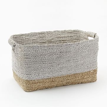 Two-Tone Woven Baskets, Natural/White, Oversized Basket | West Elm (US)