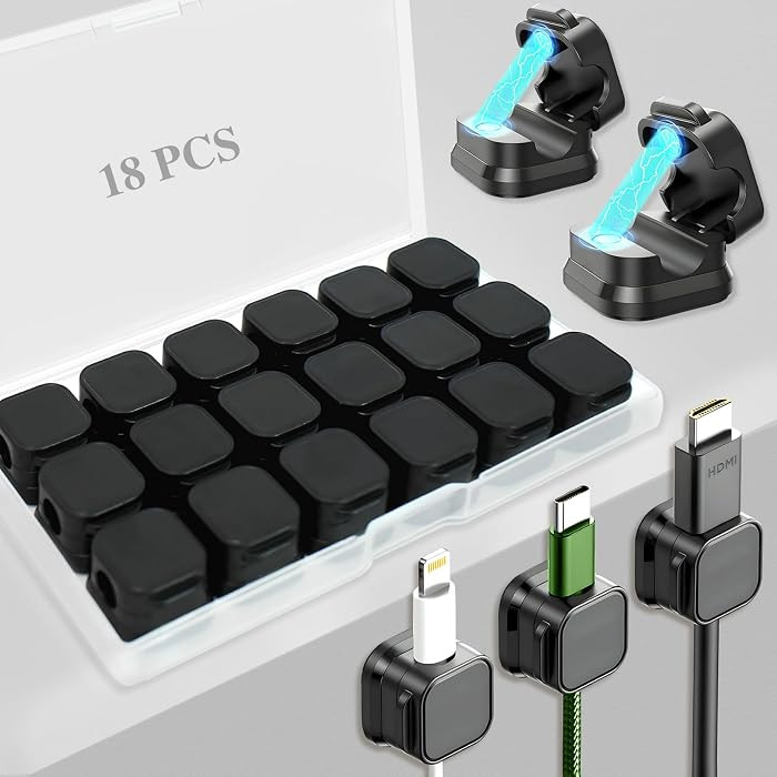 18 Pack Cord Organizer Holder,Magnetic Cable Clips Management, Easy Adhesive Phone USB Charger Co... | Amazon (US)
