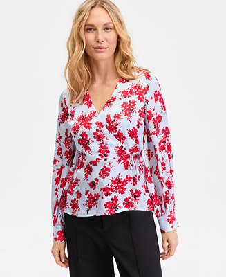 Women's Long Sleeve Printed Wrap Blouse, Macy's Exclusive | Macy's