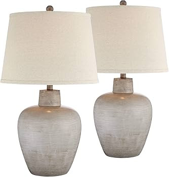 Regency Hill Glenn Rustic Country Cottage Style Table Lamps 27" Tall Set of 2 Southwest Urn Neutr... | Amazon (US)