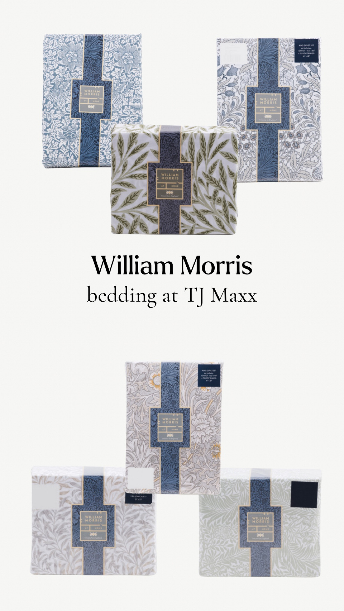 William Morris branded bedding is at TJ Maxx! Beautiful, historic patterns to dress your bed! 
