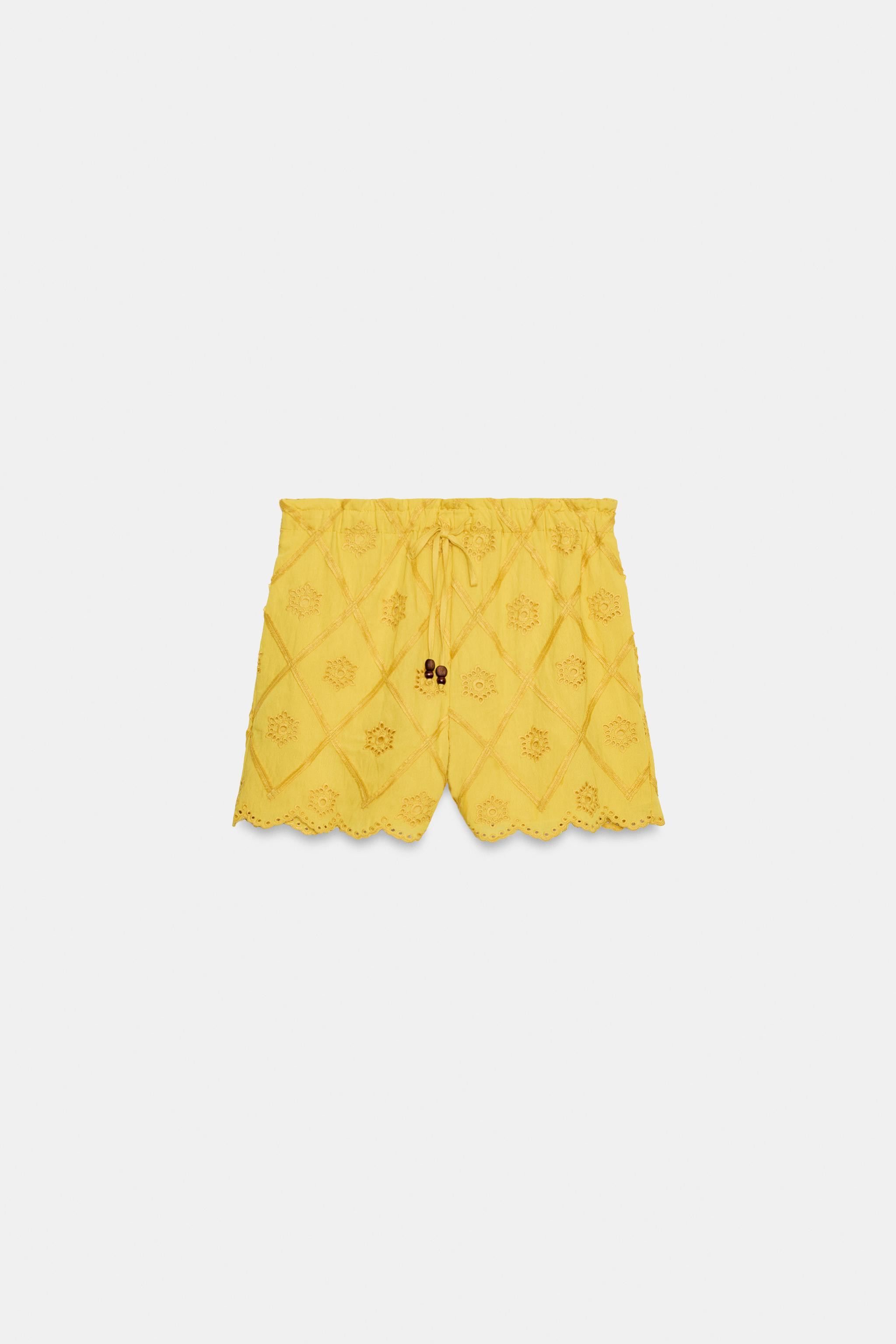 EMBROIDERED PERFORATED SHORTS | Zara US