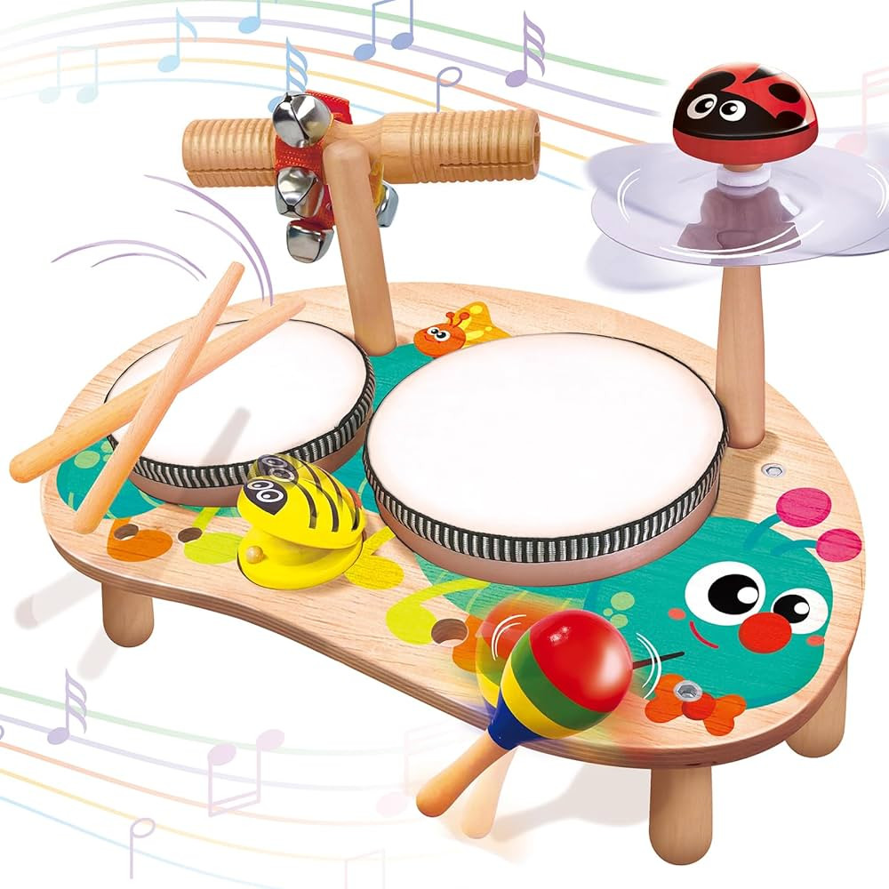 GraceDuck Kids Drum Set for Toddlers: Montessori Musical Instruments Set Toddler Toys - 7 in 1 Wo... | Amazon (US)