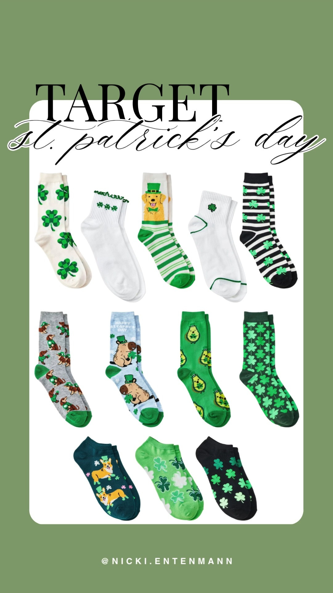 Target has a huge selection of St. Patrick's Day socks this year, with options ranging from subtle embroidery to fun, novelty prints for the whole family! Whether you're looking for ankle socks for your sneakers or knee-highs for a statement look, they have you covered. #StPatricksDay #TargetStyle #TargetFinds #FestiveSocks #StPattysDay #LuckyStyle #HolidaySocks #SpringFashion2026 

 #LTKSpringSale #LTKFestival #LTKootd