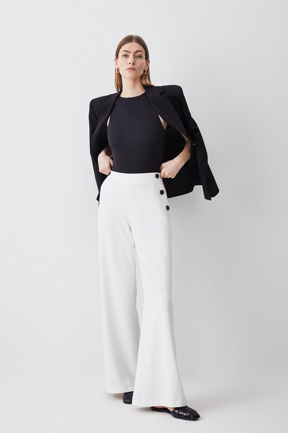 Clean Tailored Button Detail Wide Leg Pants | Karen Millen US