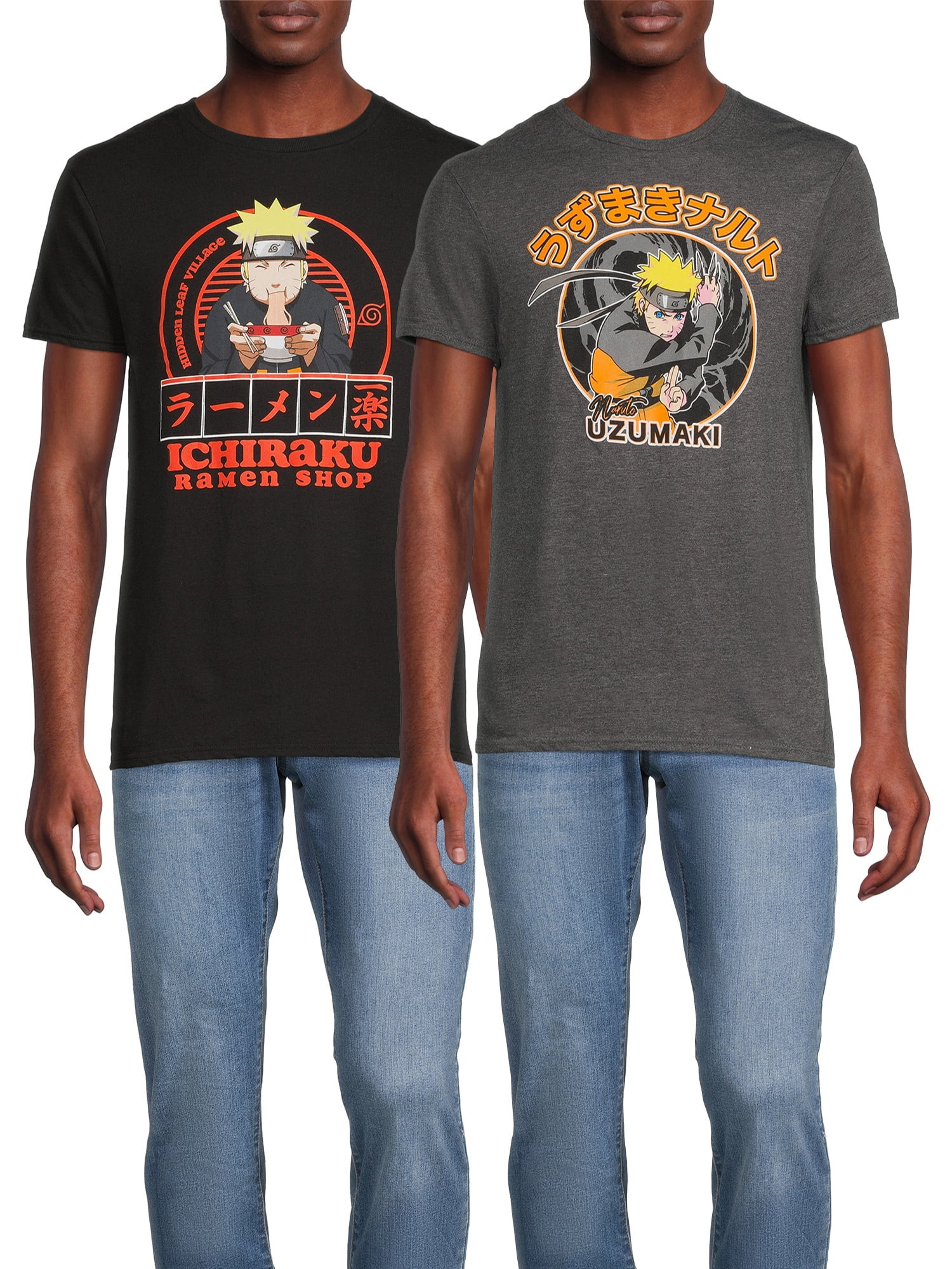 Naruto ShippudenNaruto Men's and Big Men's Graphic Tee with Short Sleeves, 2-Pack, Sizes up to 3X... | Walmart (US)