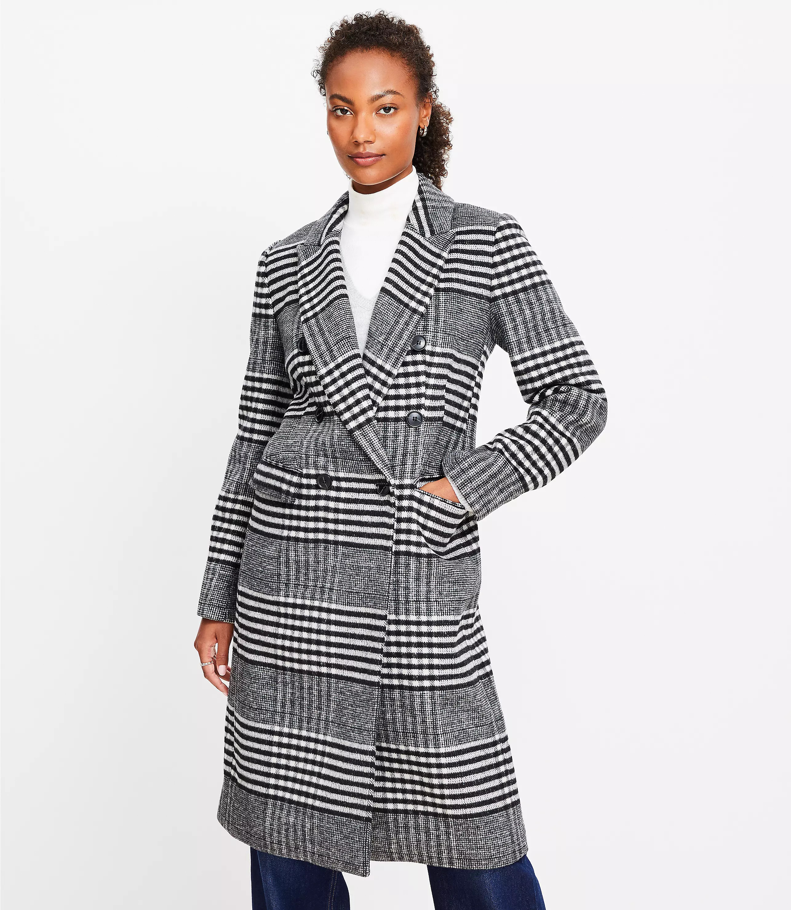 Petite Plaid Double Breasted Coat | LOFT