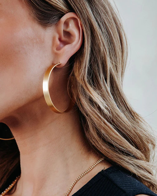 Clio Flat Brass Hoops | VICI