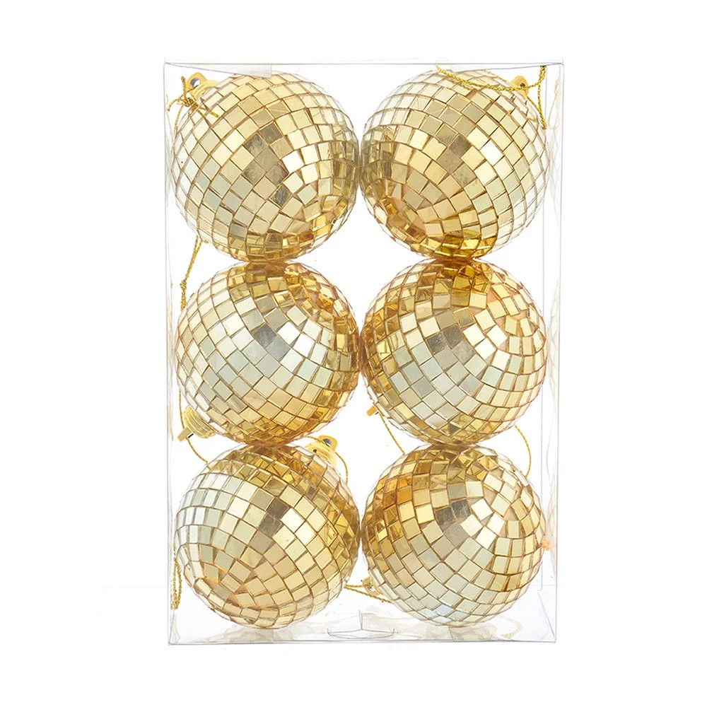 Kurt Adler 60MM 6-Piece Gold Disco Ball Ornament Set - Walmart.com | Walmart (US)