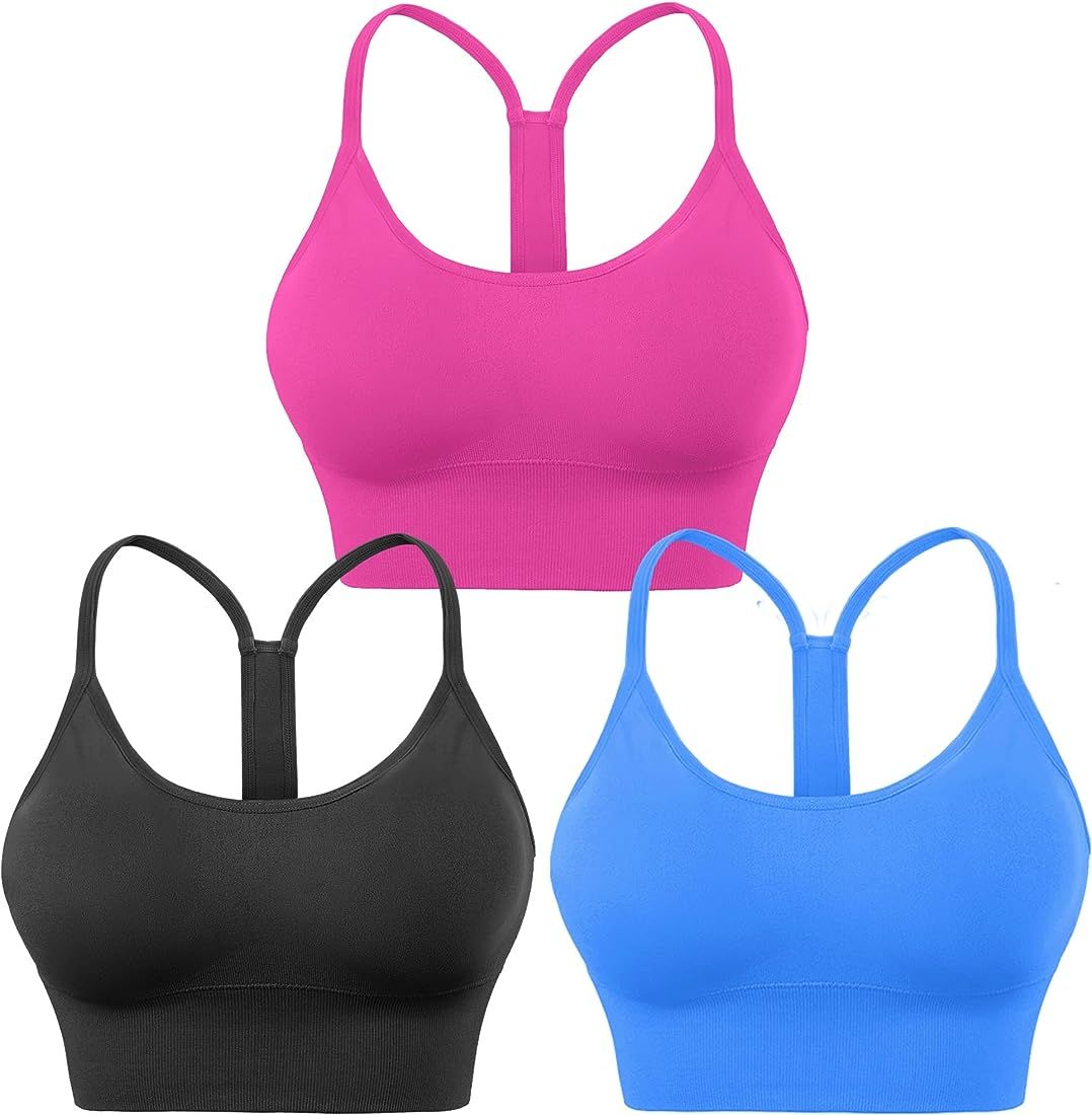 Evercute Racerback Sports Bras Padded Y Racer Back Cropped Bras for Yoga Workout Fitness Low Impa... | Amazon (US)