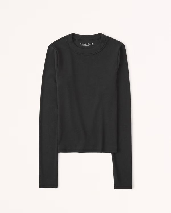 Women's Long-Sleeve Ribbed Crew Top | Women's Tops | Abercrombie.com | Abercrombie & Fitch (US)