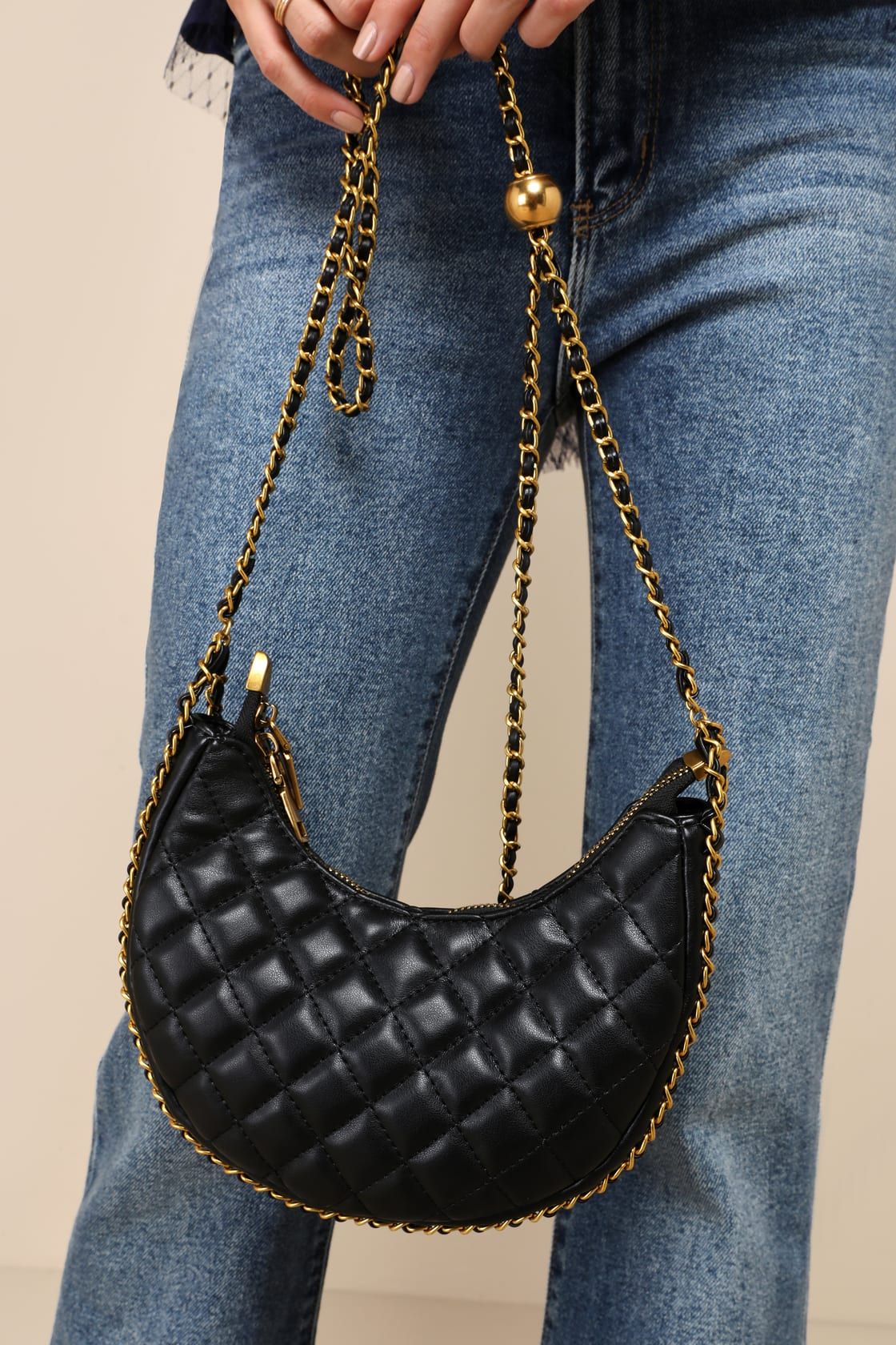 Sophisticated Choice Black Quilted Crescent Crossbody Bag | Lulus