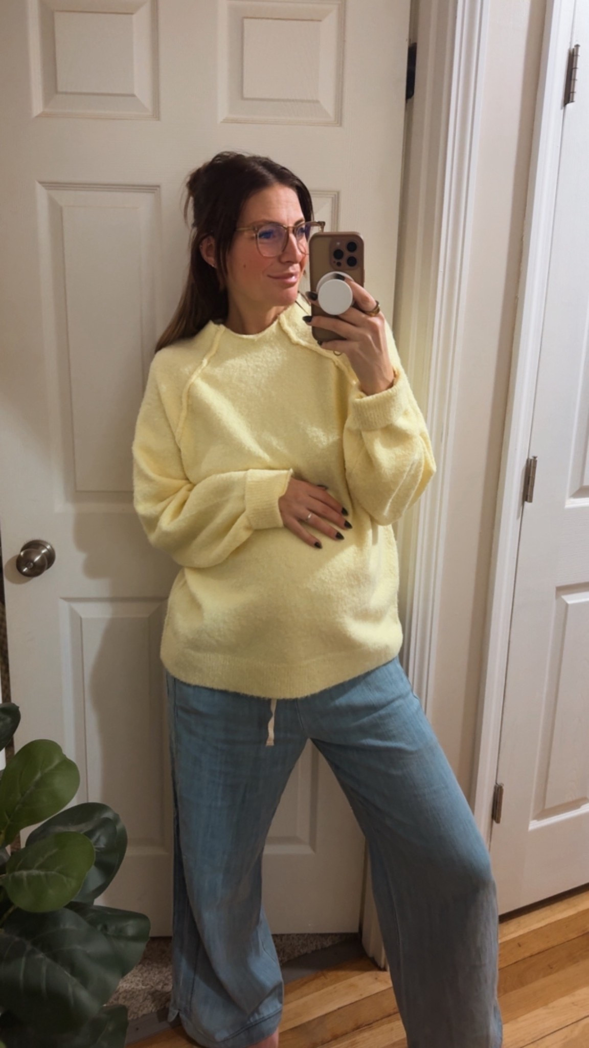 Cozy vibes but spring colors 🌻
Top is a medium
Bottoms are a small
30 weeks pregnant

Bump friendly outfits / mom outfits / spring drop / target find / butter yellow / sweater 

#LTKSaleAlert #LTKootd #LTKBump