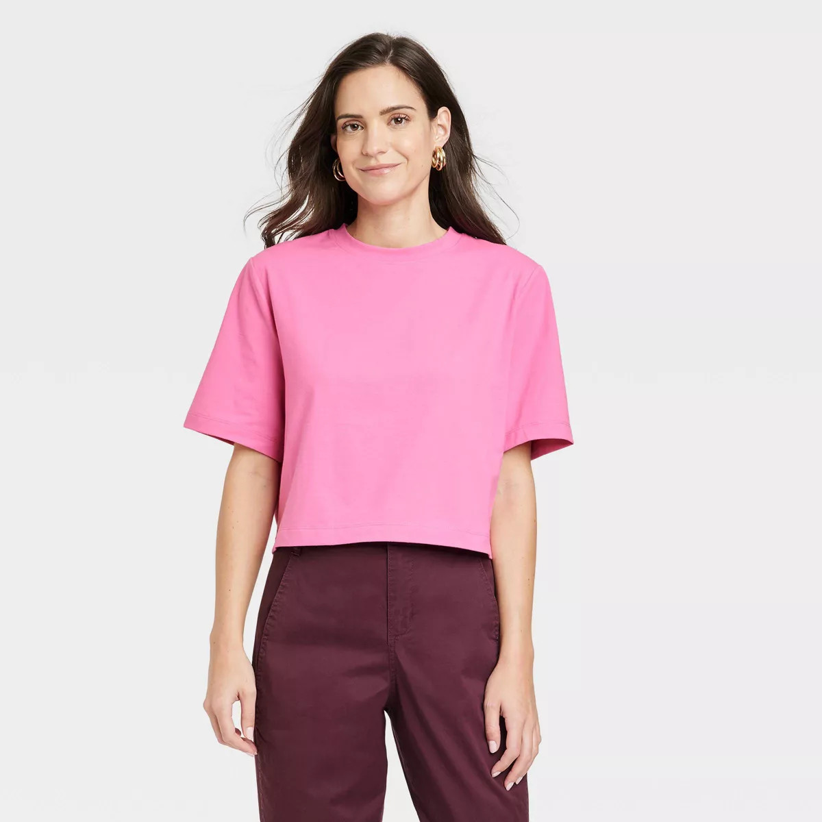 Women's Boxy Elbow Sleeve Cropped T-Shirt - A New Day™ | Target