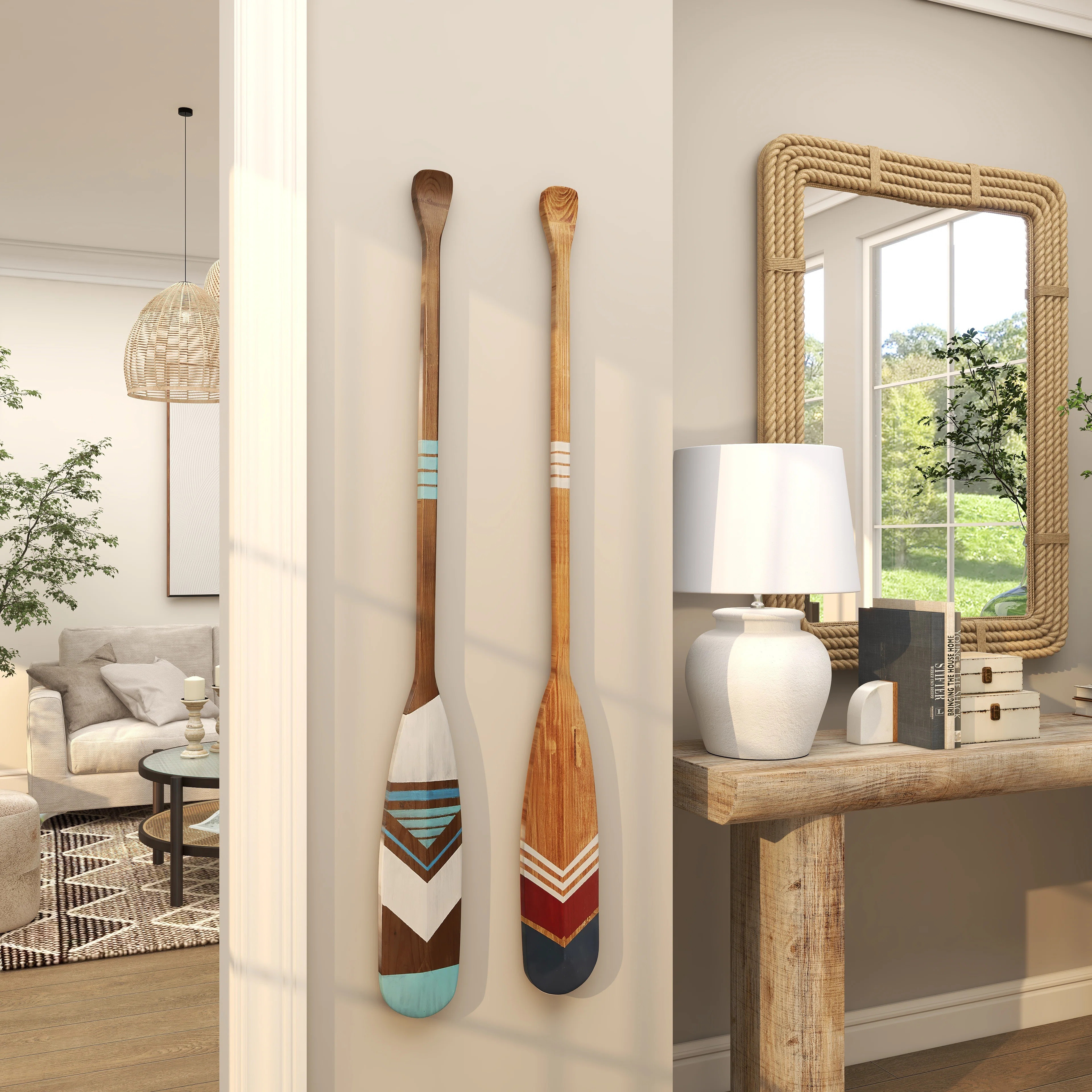 Wood Novelty Canoe Oar Paddle Home Wall Decor with Arrow and Stripe Patterns | Wayfair North America