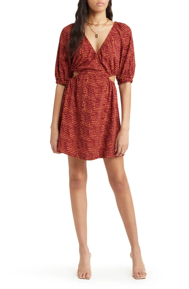 Cutout Puff Sleeve Minidress | Nordstrom
