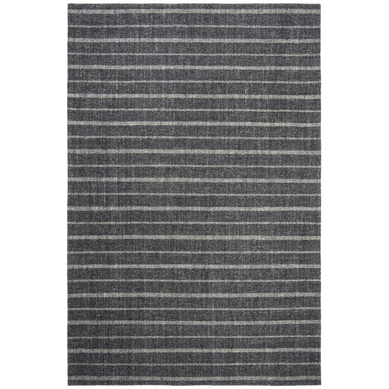 Lauren Ralph Lauren Miles Stripe Hand Woven, Wool, Viscose, Silver Area Rug | Wayfair North America