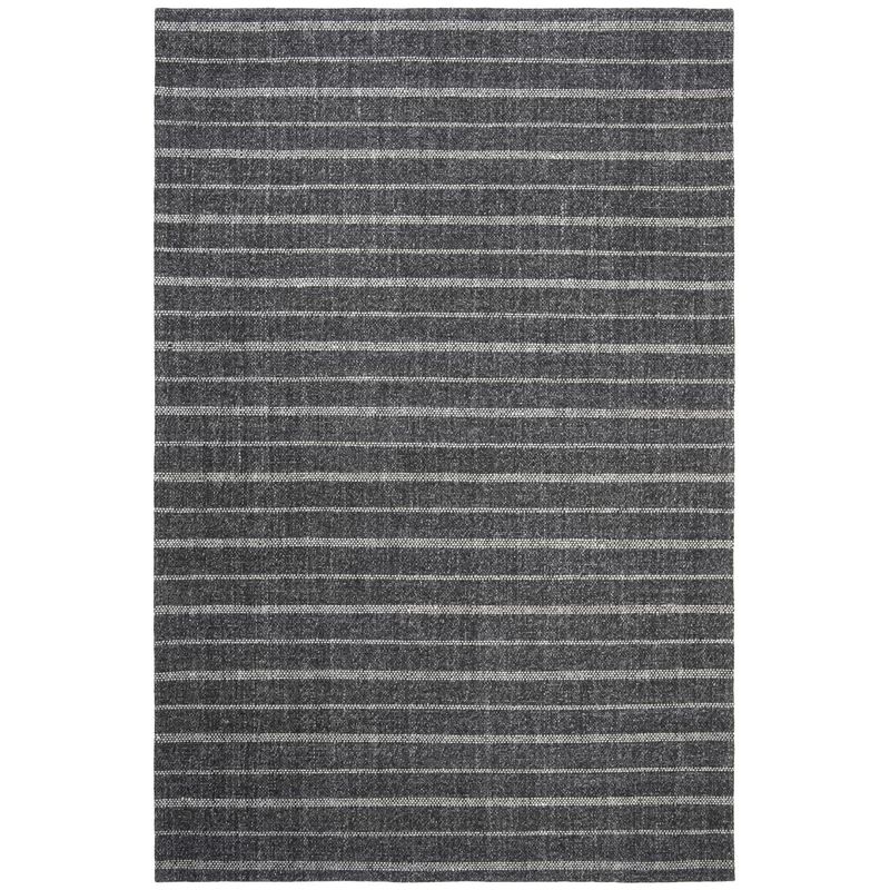 Lauren Ralph Lauren Miles Stripe Hand Woven, Wool, Viscose, Silver Area Rug | Wayfair North America