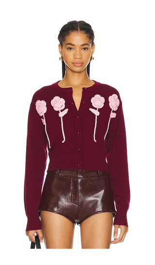 Flower Cardigan in Maroon | Revolve Clothing (Global)