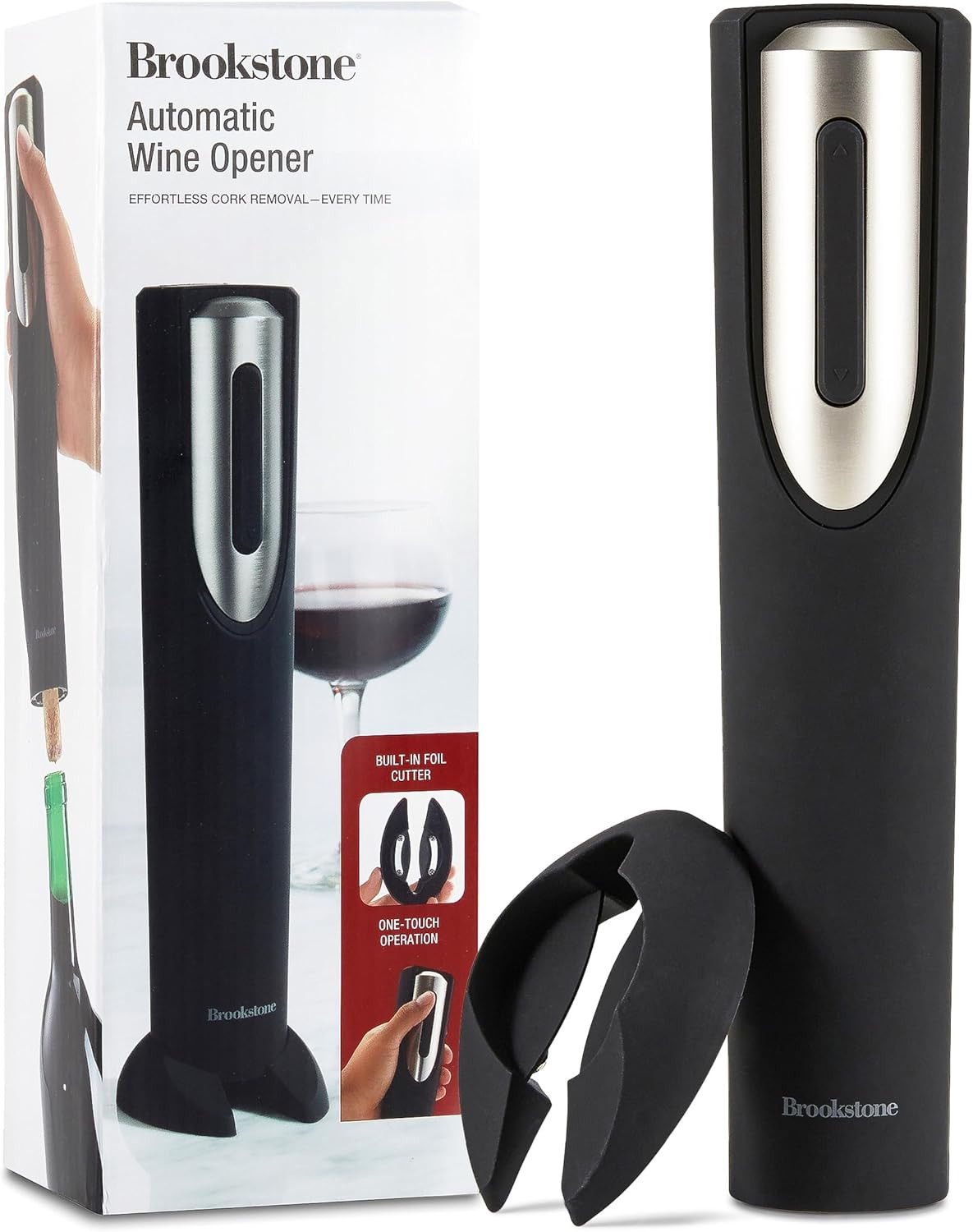 Brookstone Electric Wine Opener & Foil Cutter with Stand, Automatic Wine Bottle Opener, Battery O... | Amazon (US)