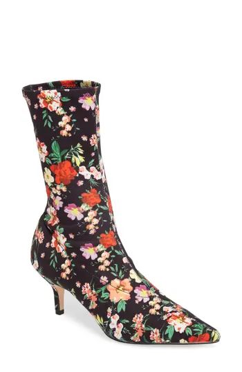 Women's Steve Madden Ramone Floral Sock Bootie, Size 5.5 M - Black | Nordstrom