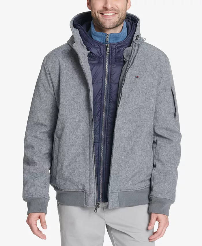 Soft-Shell Hooded Bomber Jacket with Bib | Macys (US)