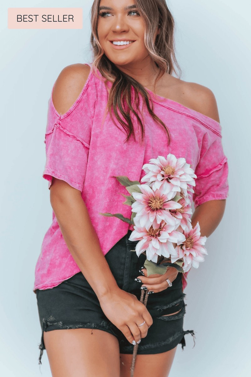 Easy Lovin' Fuchsia Cold Shoulder Top | Apricot Lane Boutique