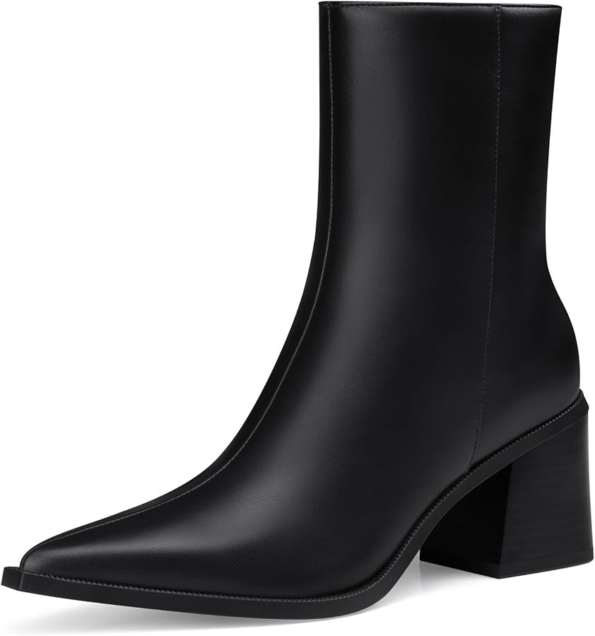CELLENZ Women Heel Ankle Boots: Pointed Toe Chunky Heels Boots | Amazon (US)