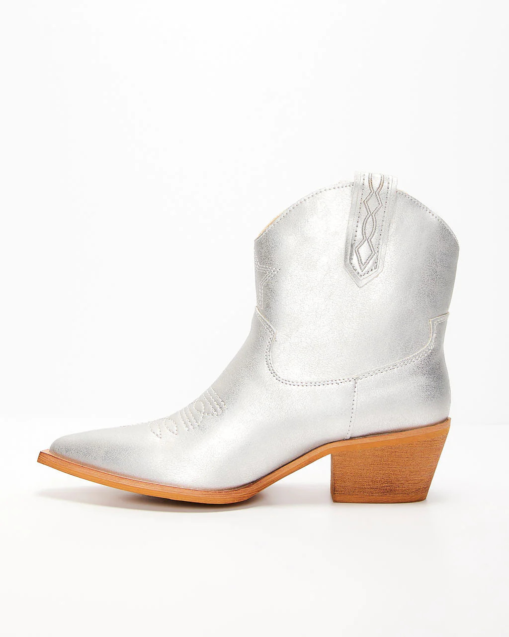 Jeanette Western Ankle Booties - Silver / 6 | VICI