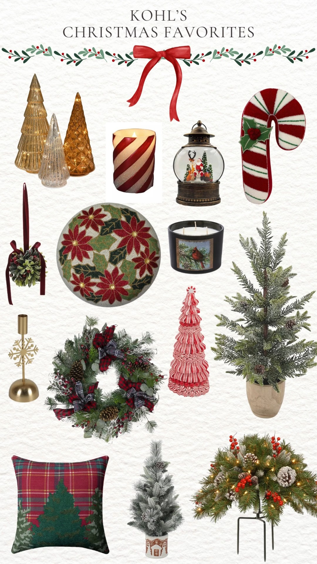 Deck the halls, the shelves, the walls… all of it 🎄🕯️✨ These Christmas Decor Favorites from Kohl's are serving major holiday mood! From mini tree moments, wreaths + garland for that designer layered look, cozy pillows, and ambient lighting that sets the scene. Snow globes, lanterns, plugin lights, + candles add warmth and whimsy in every corner. Festive favorites that make your home feel extra merry (without the effort!) ❤️✨🎀 

 #LTKHoliday #LTKHome #LTKFindsUnder50